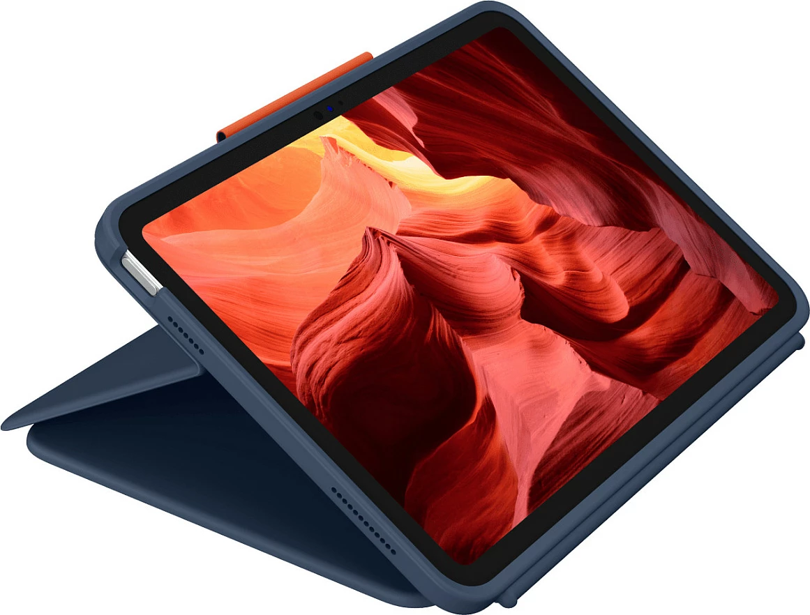 Tastierë me mbështjellës Logitech Rugged Combo 4 Touch për iPad, Smart Connector, Trackpad, Blu