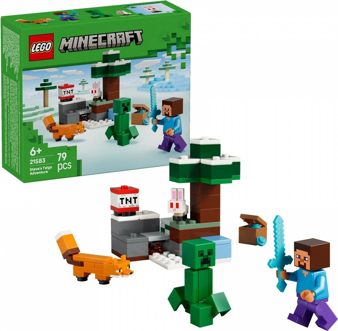 Set ndërtimi LEGO Minecraft 21583 Steve's Taiga Adventure, 79 pjesë, 6+