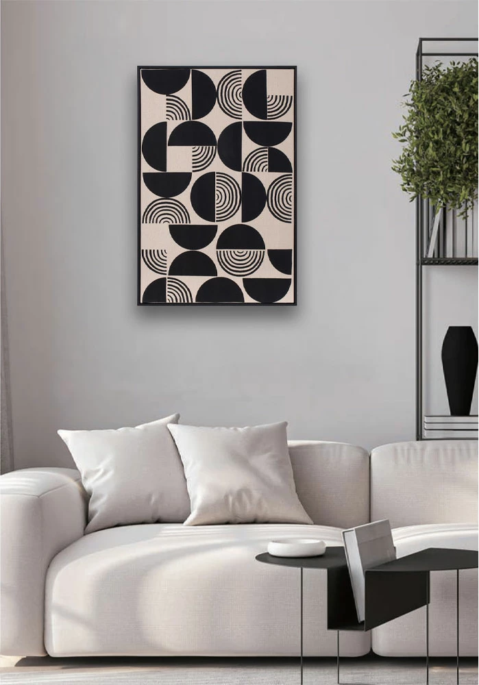 Pikturë dekorative Positive Vibes, liri, kornizë druri e zezë, 60x90x4 cm