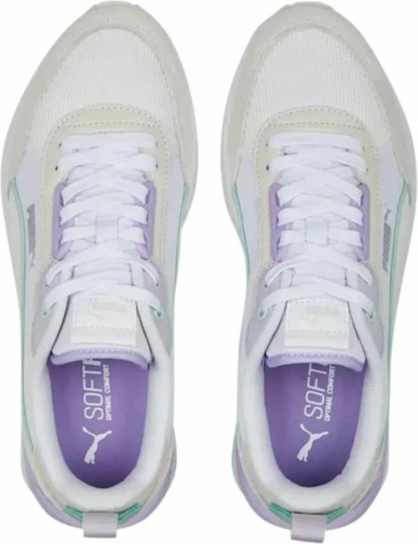 Atlete Puma për femra, ngjyrë krem-vjollcë-bardhë