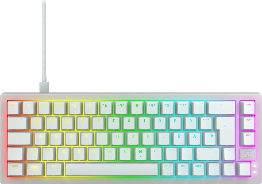 Tastierë mekanike Cherry K5V2 Compact, RGB, 65%, QWERTZ, e bardhë