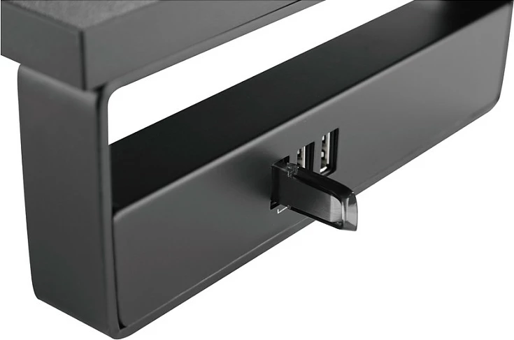 Mbajtëse monitori EQUIP, rritëse tavoline, 3x USB 2.0, deri 15 kg, e zezë