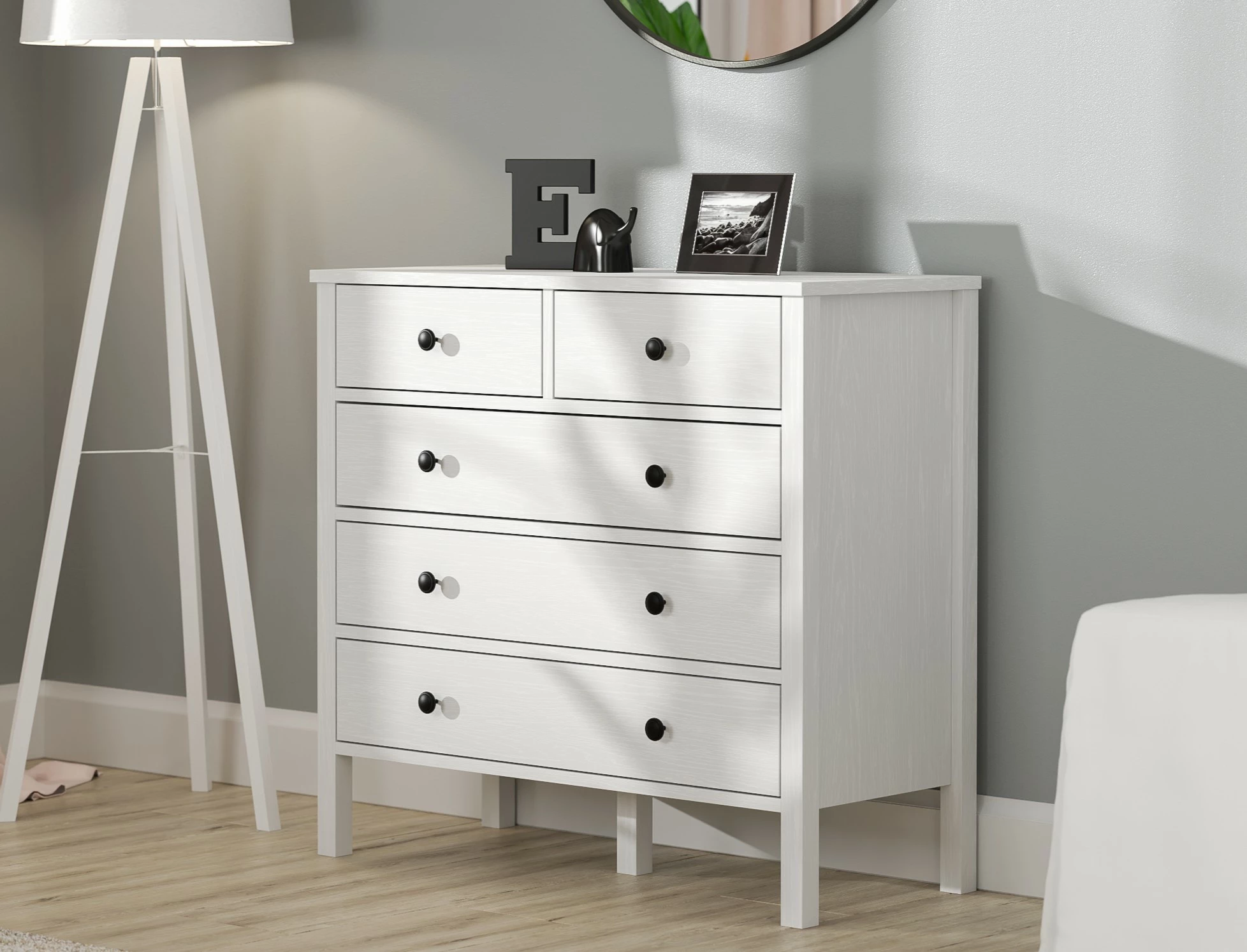 Komodë Hanah Home, FRN-20061, ngjyrë druri dhe e bardhë