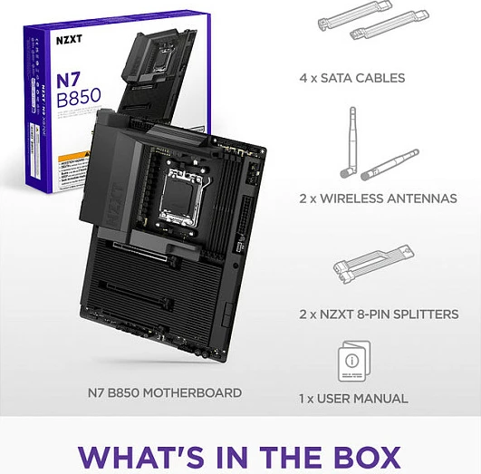 Pllakë amë NZXT N7 B850 WiFi, AM5, DDR5, ATX, e zezë