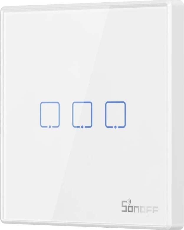 Ndërprerës Inteligjent me Prekje SONOFF T2EU1C TX, Wi-Fi, i Përshtatshëm me Amazon Alexa dhe Google Assistant, me Panel Xhami, i Bardhë. (Bardhë)