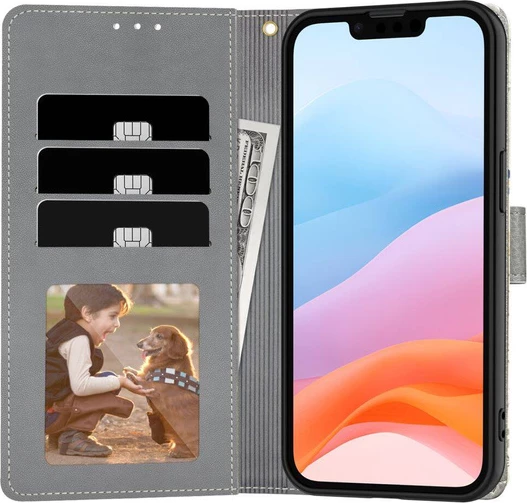Mbështjellës ONASI Flip Wallet Aurora për iPhone 16e, mbyllje magnetike, hapësirë për 2 karta + ndarje, i bardhë