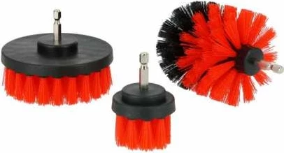Set furçash pastrimi për bormashinë PROLINE 27058, Medium, Ø 5/9/10 cm, set 3 copë, e kuqe/zezë