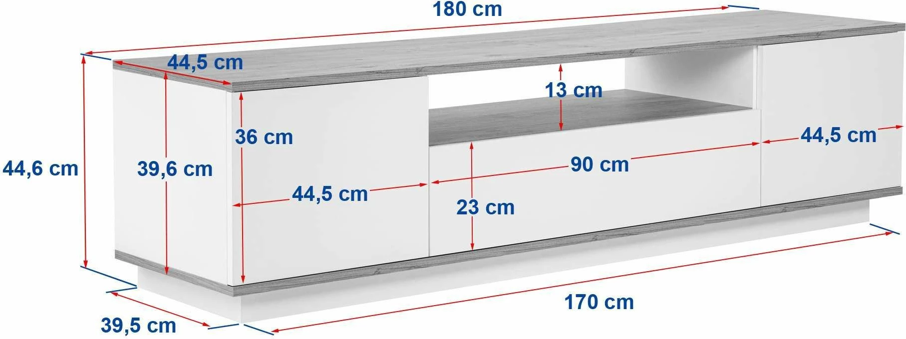 Komodë TV Skye Decor, Veramont, ngjyrë cashmere dhe Atlantic Pine