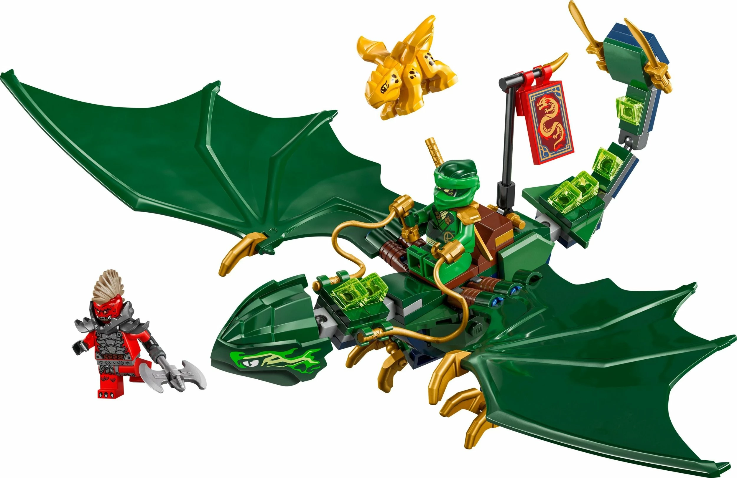 Set LEGO NINJAGO 71829 Lloyd's Green Forest Dragon, 128 pjesë, 6+, jeshile