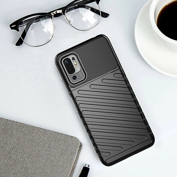 Mbështjellës Hurtel Thunder Case për Xiaomi Redmi Note 10 5G / Poco M3 Pro, i zi