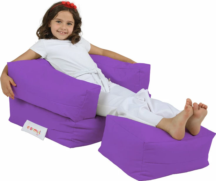 Set karrige dhe pouffe për fëmijë, ngjyrë vjollcë, për kopsht