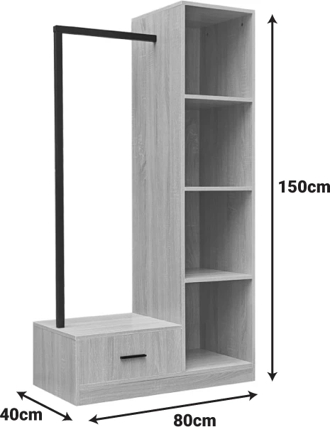 Njësi garderobe Endance, MDF natyral, 80x40x150cm