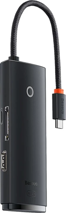 Kasë Baseus Lite Series 6-në-1, USB-C në 2x USB 3.0 + USB-C + HDMI + SD/TF, e zezë
