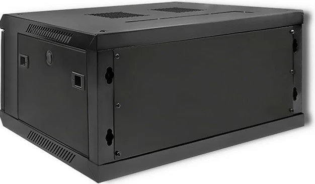 Kasë RACK Qoltec 54461, 4U, për montim në mur, 600 x 280 x 450 mm, e zezë