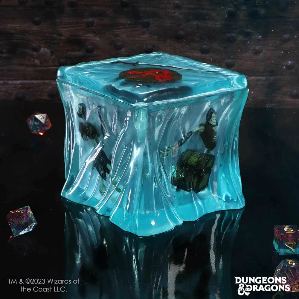 Kuti zarash NEMESIS NOW Dungeons & Dragons Gelatinous Cube, rrëshirë, e pikturuar me dorë, e licencuar zyrtarisht, transparente blu
