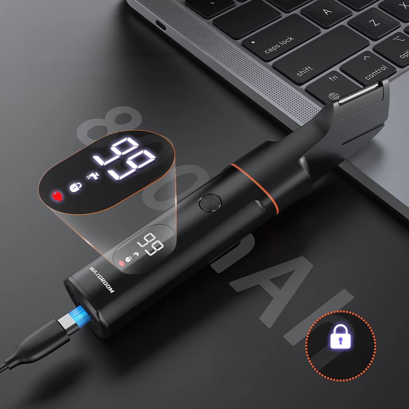 Makinë rroje multifunksionale MAXGROOM LK-881, IPX6, ekran LED, bateri 800 mAh, USB-C, set me maja zëvendësuese, e zezë