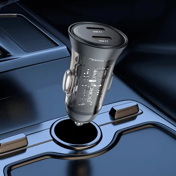 Karikues veture BOROFONE BZ26B PD 45W, 2x USB-C (QC 3.0), me kabllo USB-C në Lightning 1m, i zi