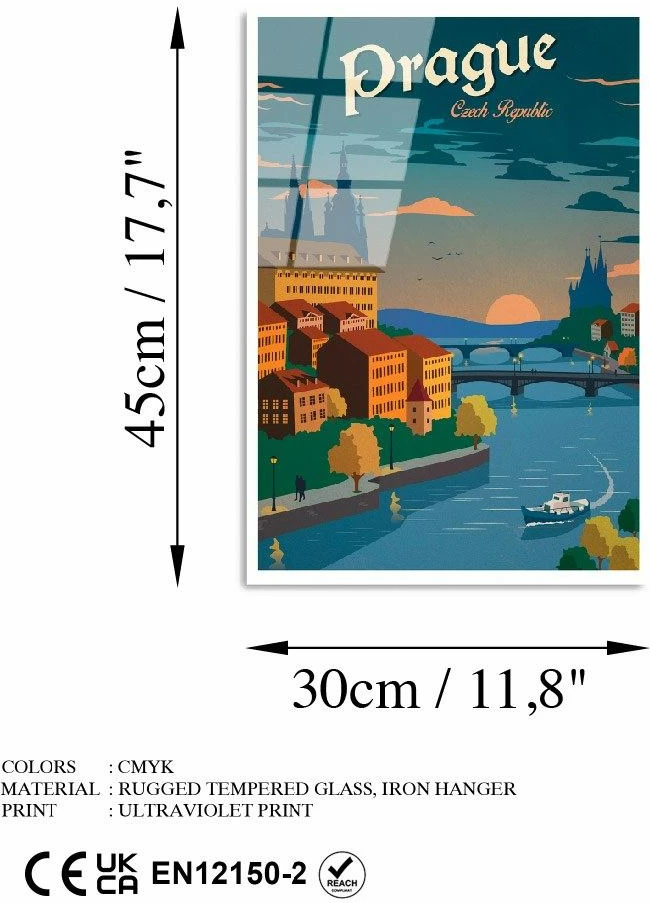 Pikturë dekorative prej xhami të temperuar, shumëngjyrëshe, Wallity UV-997, 30x45cm
