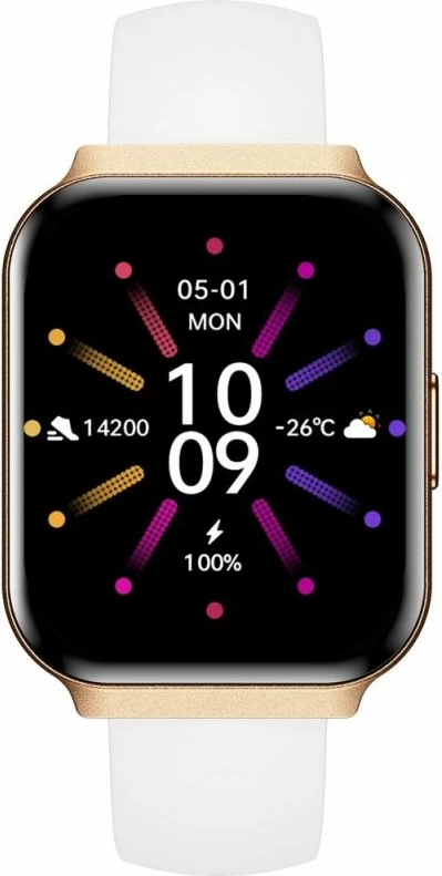 Smartwatch për femra Gravity GT44-1, rrip i bardhë + byzylyk rozë gold