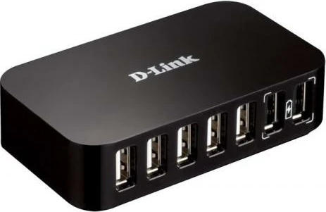 USB hub, D-Link, DUB-H7, 7 porta USB 2.0 me 2 porta karikimi të shpejtë 1.2A, i zi