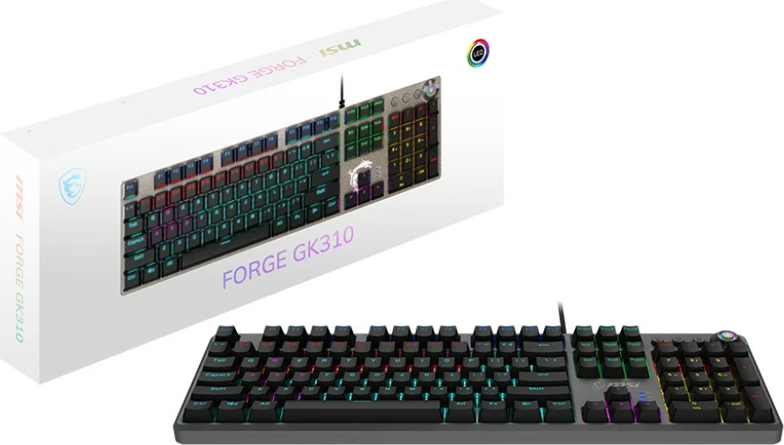 Tastierë gaming MSI FORGE GK-310 RED, mekanike, RGB, full-size, e zezë