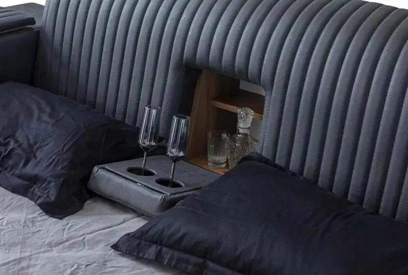 Krevat dopio me funksione të mençura, ngjyrë e zezë, Skye Decor