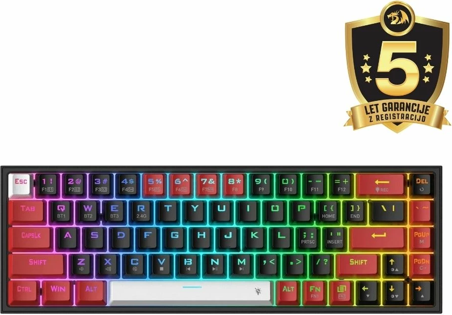 Tastierë mekanike Redragon Castor K631RGB Pro 65% (68 taste), Outemu Red, RGB, USB-C/2.4GHz/Bluetooth