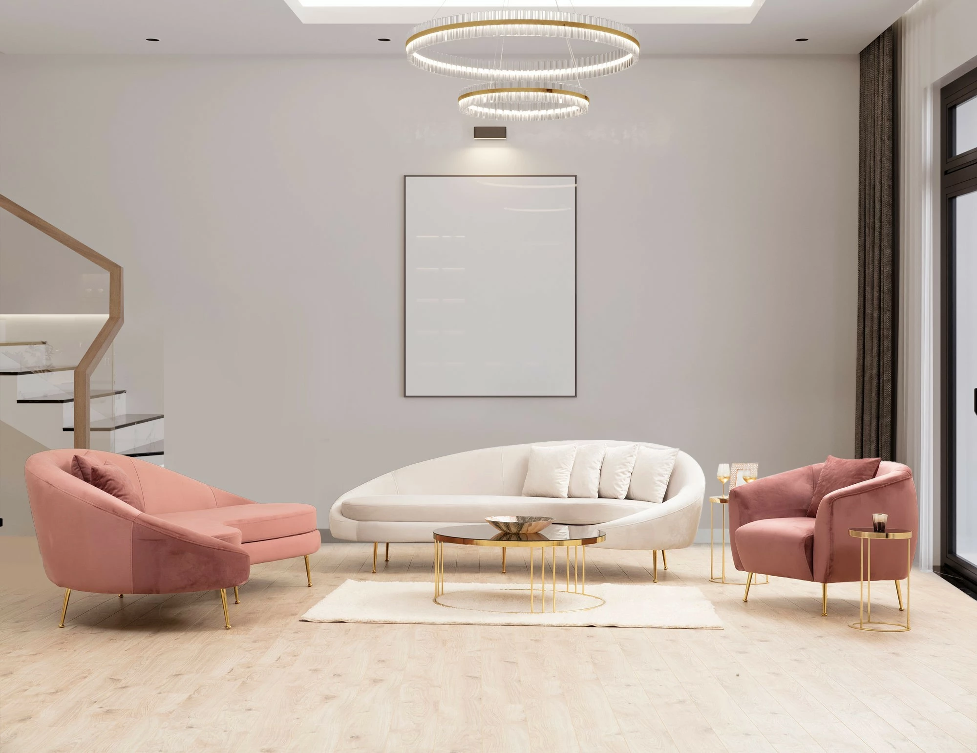 Divan treshe Atelier del Sofa, Eses majtas, rozë