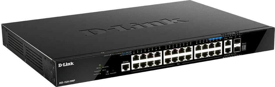 Switch D-Link DGS-1520-28MP/E, Managed, L3, Gigabit Ethernet, PoE, Rack 1U