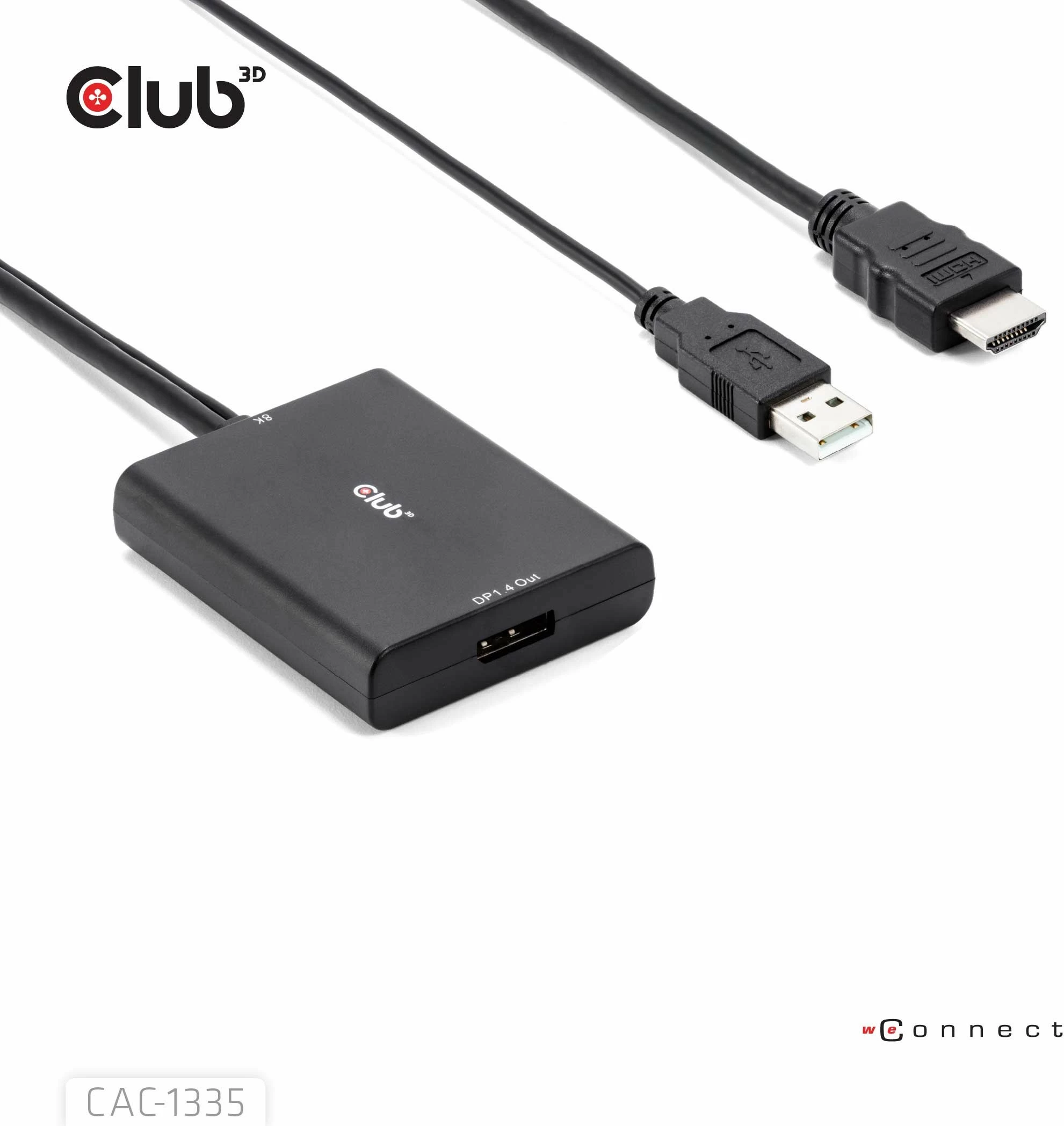Adapter Club3D HDMI + MicroUSB në DisplayPort 4K120Hz, 1m, i zi