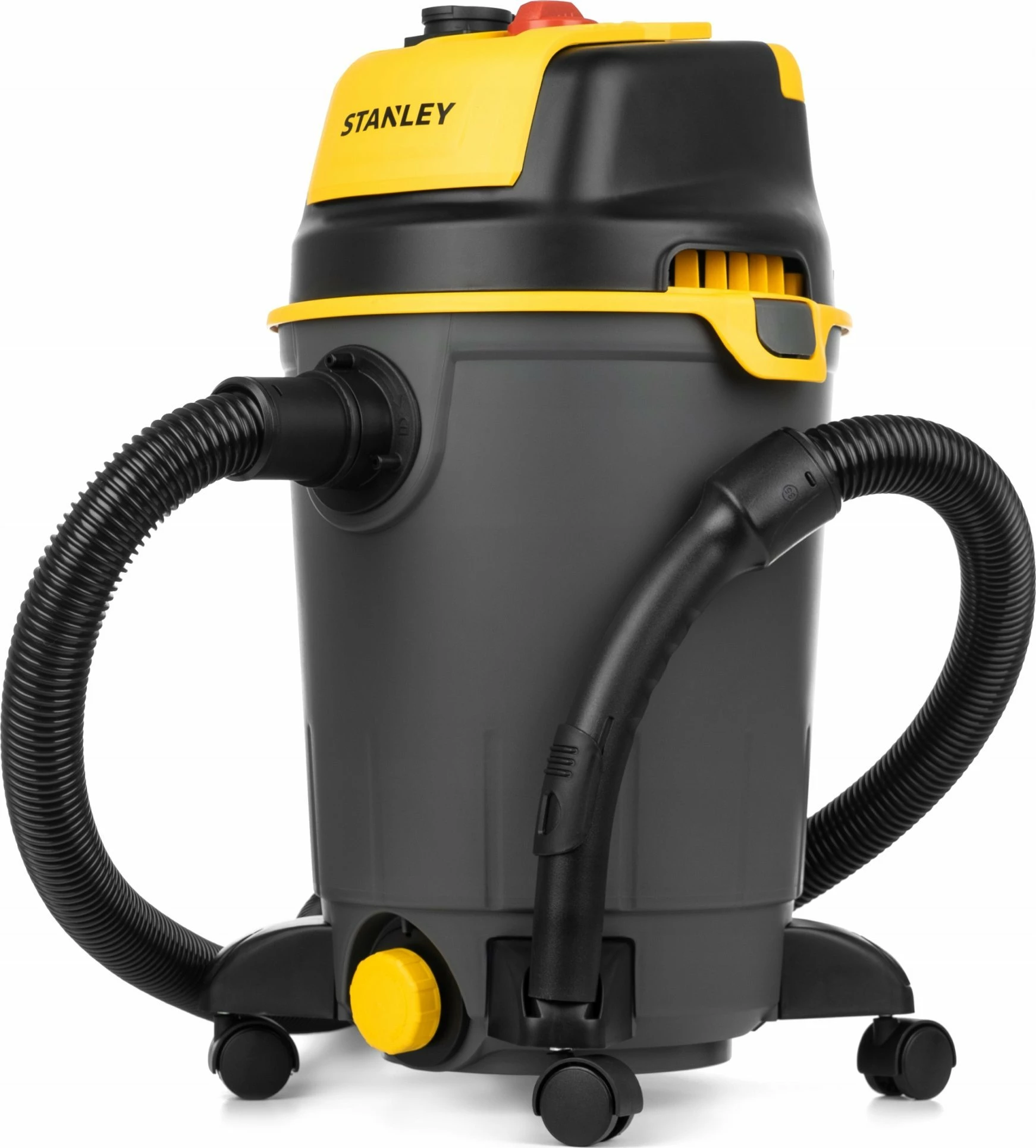 Fshesë me korrent industriale Stanley SXVC25PTDE 25L 1200W wet/dry, HEPA, prizë për vegla 2000W, funksion blower, e zezë/verdhe, set aksesorësh