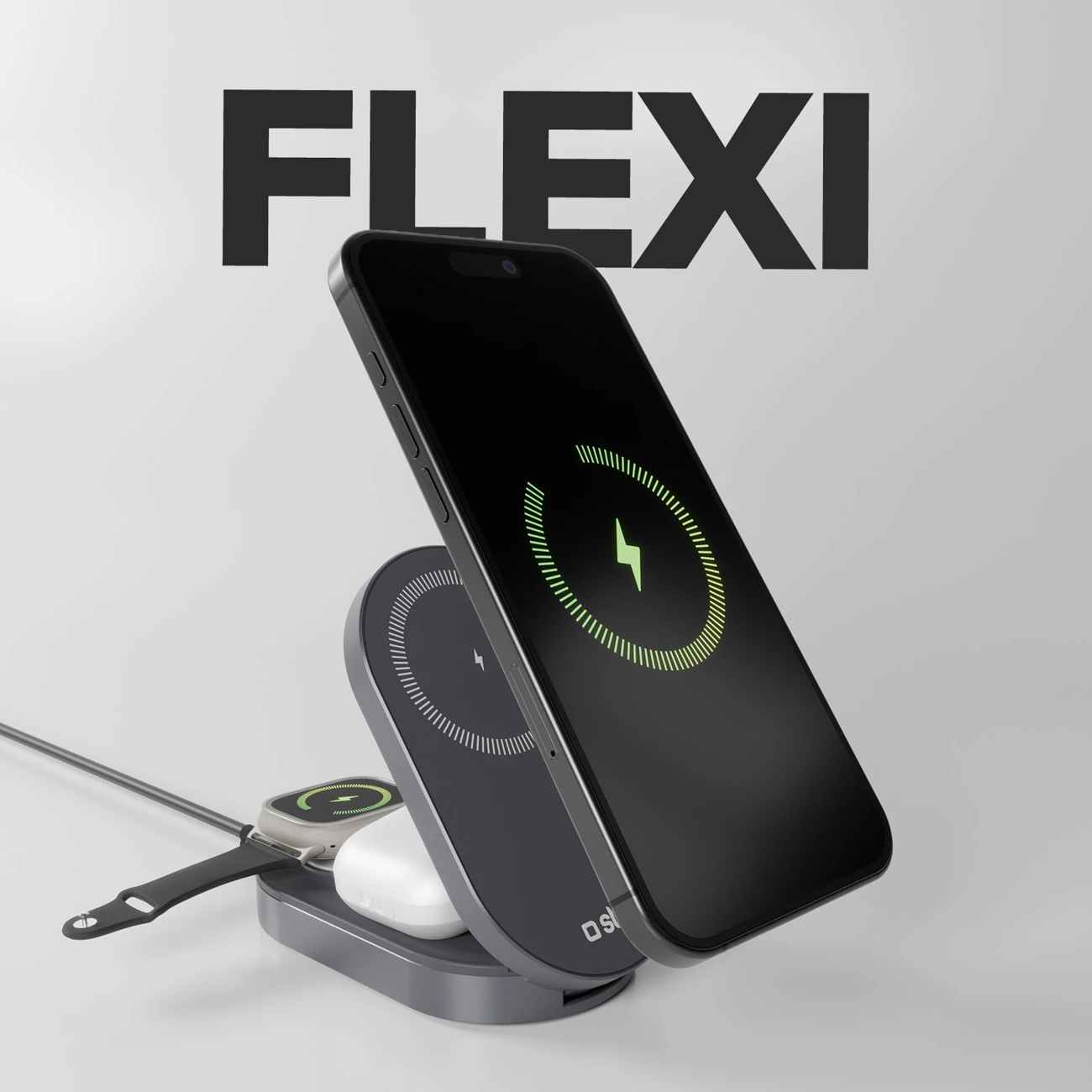 Karikues pa tel 3‑në‑1 palosës, SBS Power Dock 3 in 1, Qi2 & MFi, 15 W, USB‑C, i zi