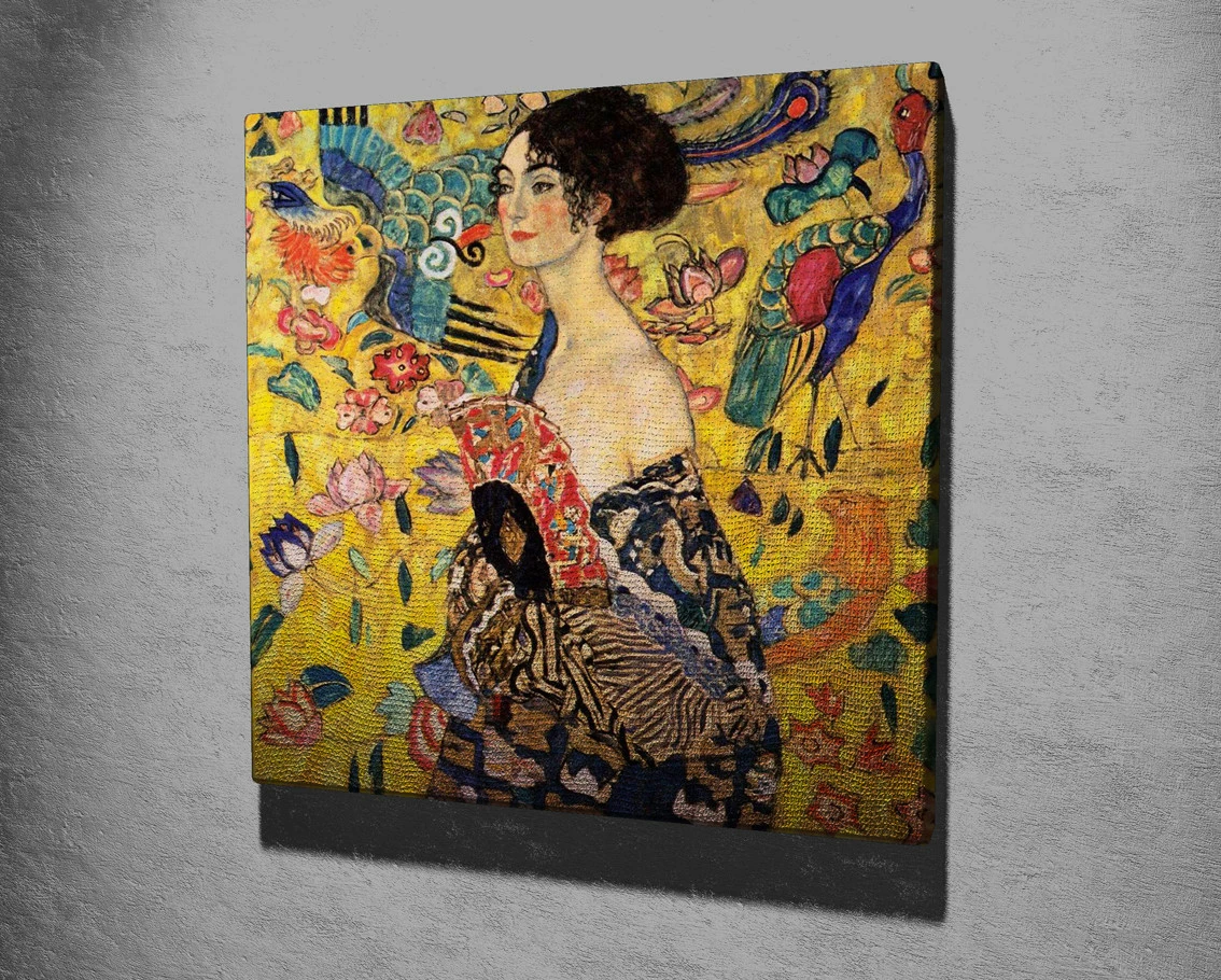 Pikturë dekorative në kanavacë, Lady with Fan, shumëngjyrëshe, KC242, 45x45cm