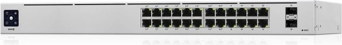 Switch Ubiquiti UniFi USW-24-POE, 24-port Gigabit, 16x PoE+ 802.3at, 2x 1G SFP, LCD, fanless, 120W, argjendtë