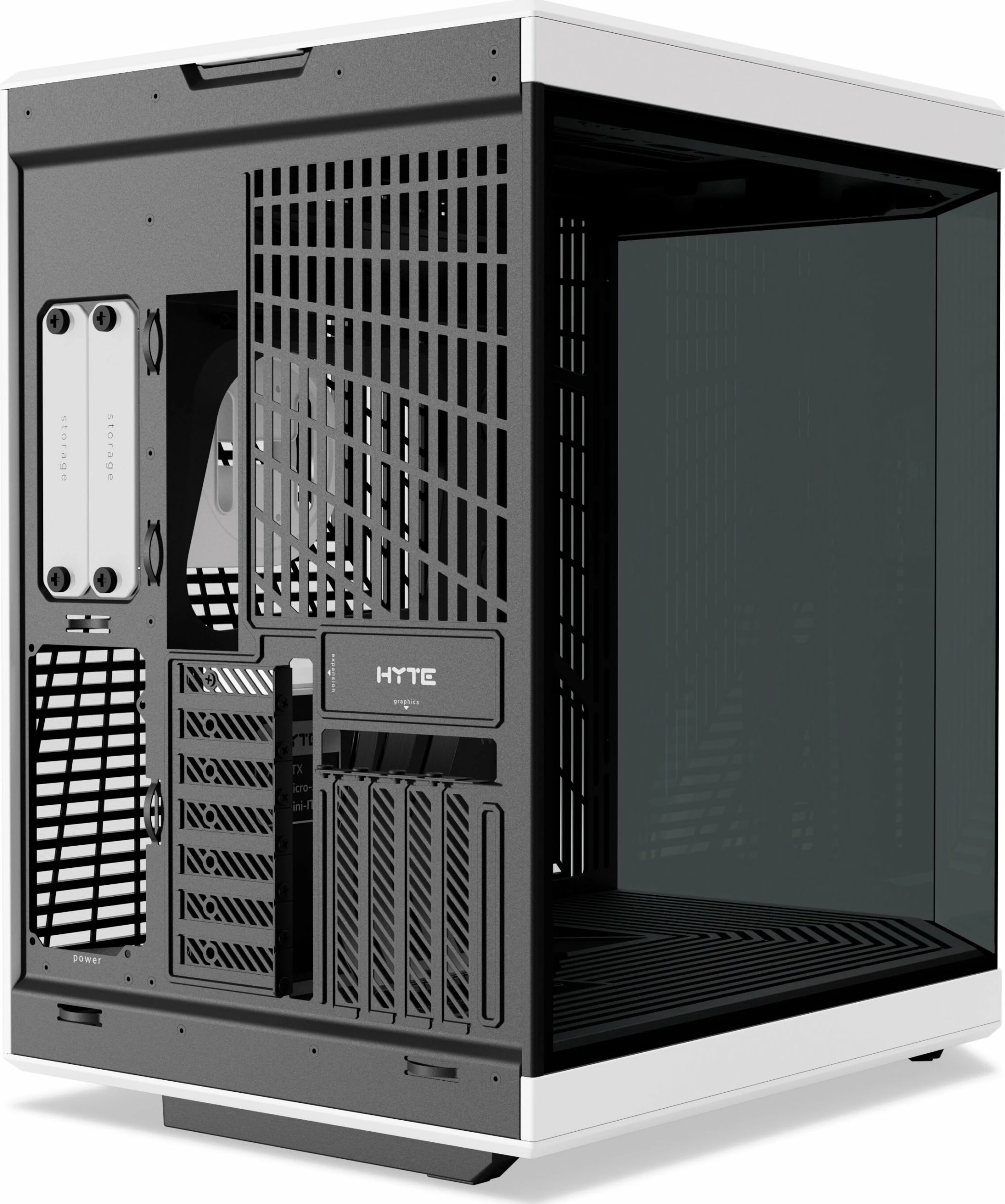 Kasë Hyte Y70 Panda (CS-HYTE-Y70-BW), Midi Tower ATX/eATX/mATX, PCIe 4.0 riser, USB-C, bardhë/zi