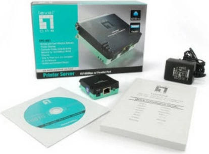 Server printimi paralel LevelOne, Ethernet LAN, 10/100 Mbit/s, i zi, i gjelbër