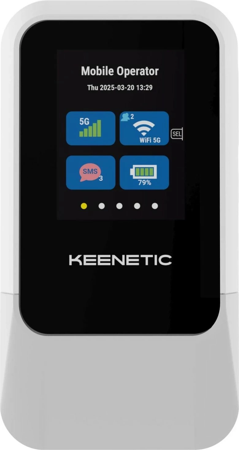 Router portabil KEENETIC Roamer 5G KN-5210-01-EU, Wi-Fi 6, ekran LCD, bateri 4000mAh, gri