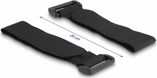 Set Velcro për menaxhim kabllosh DeLOCK, 10 copë, pad 50x110 mm + lidhëse 20 cm, i zi