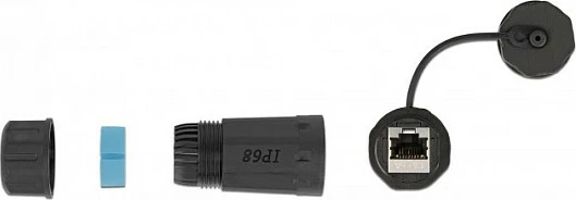 Lidhës RJ45 DeLOCK Cat6A, femër-femër, IP68, 10 Gbit/s, i zi