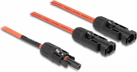 Kabllo splitter solare Delock DL4, 1x femër në 2x mashkull, 30 cm, IP67, e kuqe