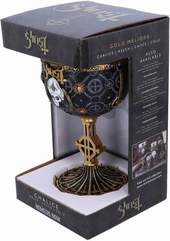 Kelih koleksionues NEMESIS NOW Ghost Meliora, resinë me insert çelik inox, i pikturuar me dorë, gold