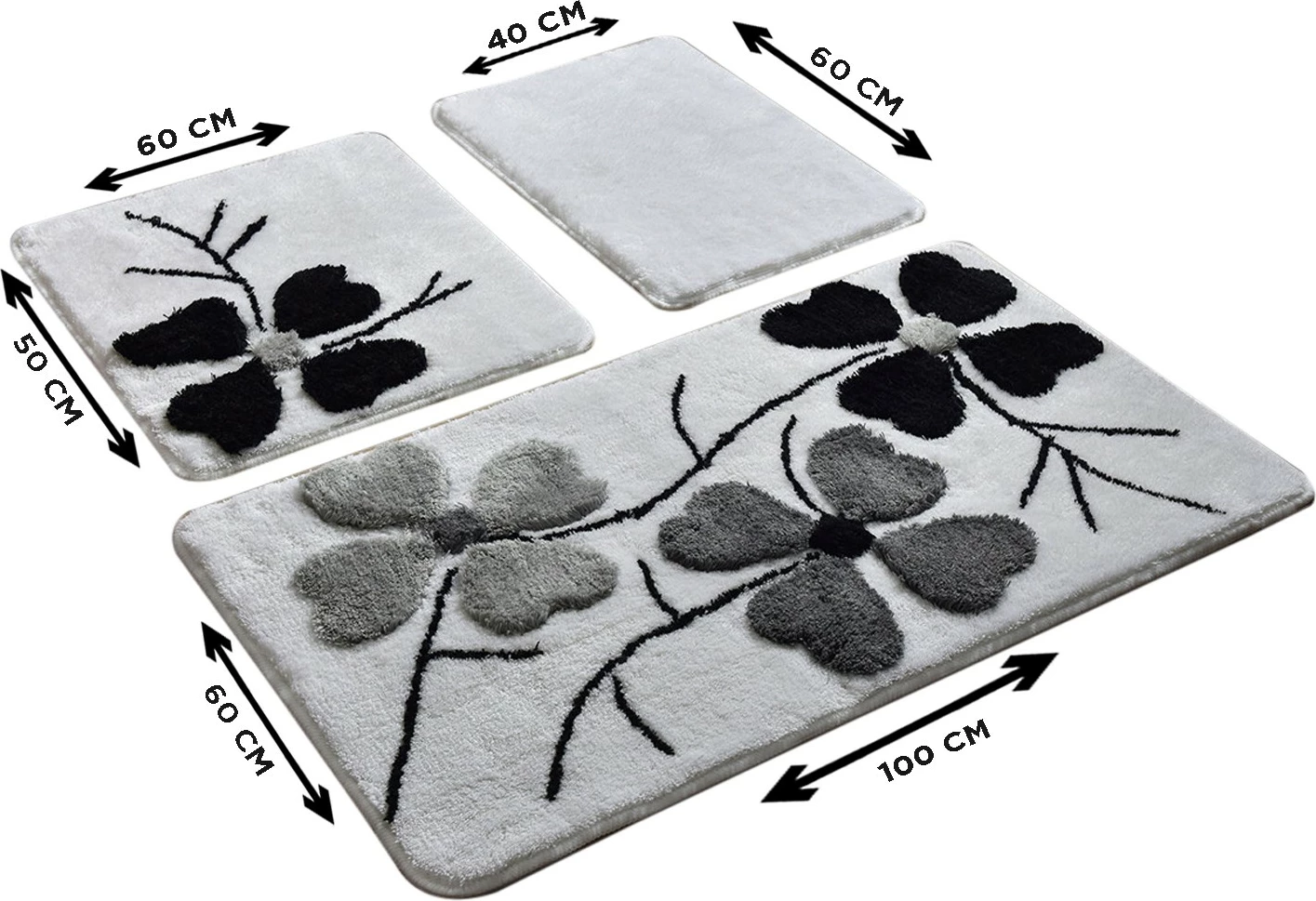 Set tapetash për banjo, akrilik, 3 copë, Mijölnir, Kırcicegi, ngjyrë gri