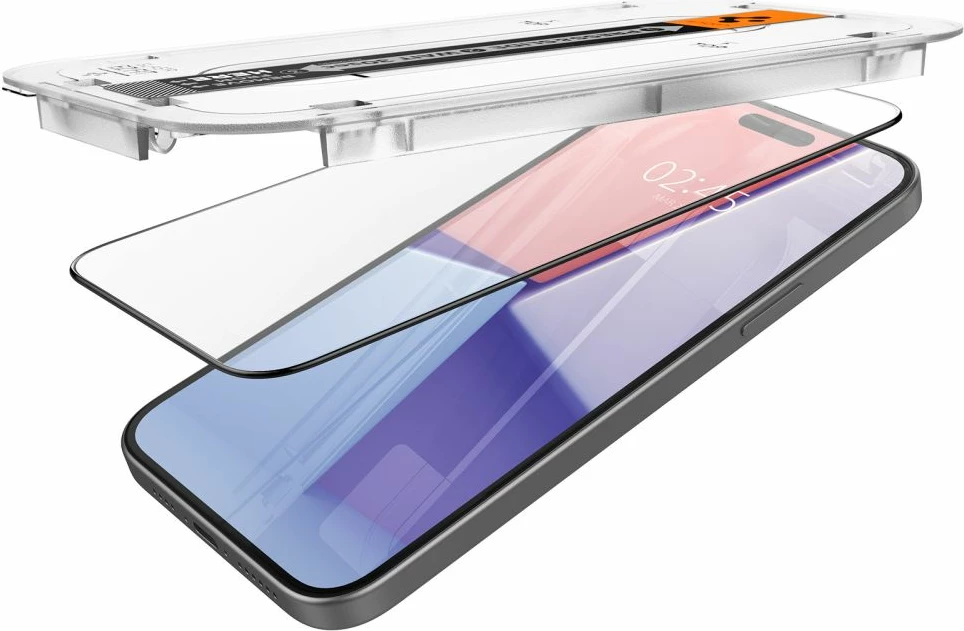 Xham i kalitur mbrojtës ekrani Spigen Glas.tR EZ Fit FC për iPhone 15 Plus, 9H, 0.3mm, i zi, 1 copë