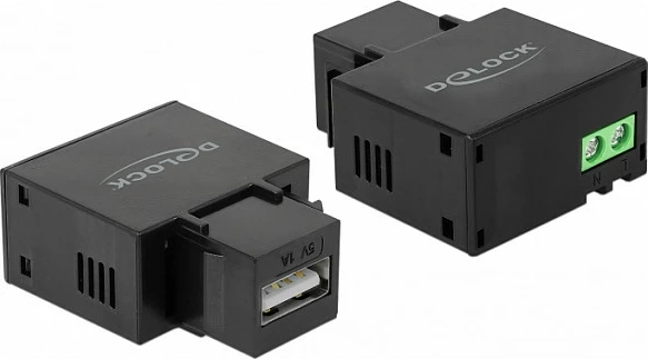 Modul Keystone DeLOCK 86505, port karikimi USB-A (femër), terminal me vida, i zi