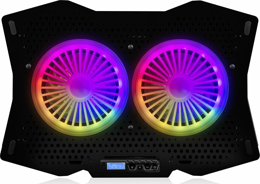Mbajtëse ftohëse për laptop Modecom MC-CF18 RGB, për deri 18\", 2x115mm, 2x USB 2.0, e zezë