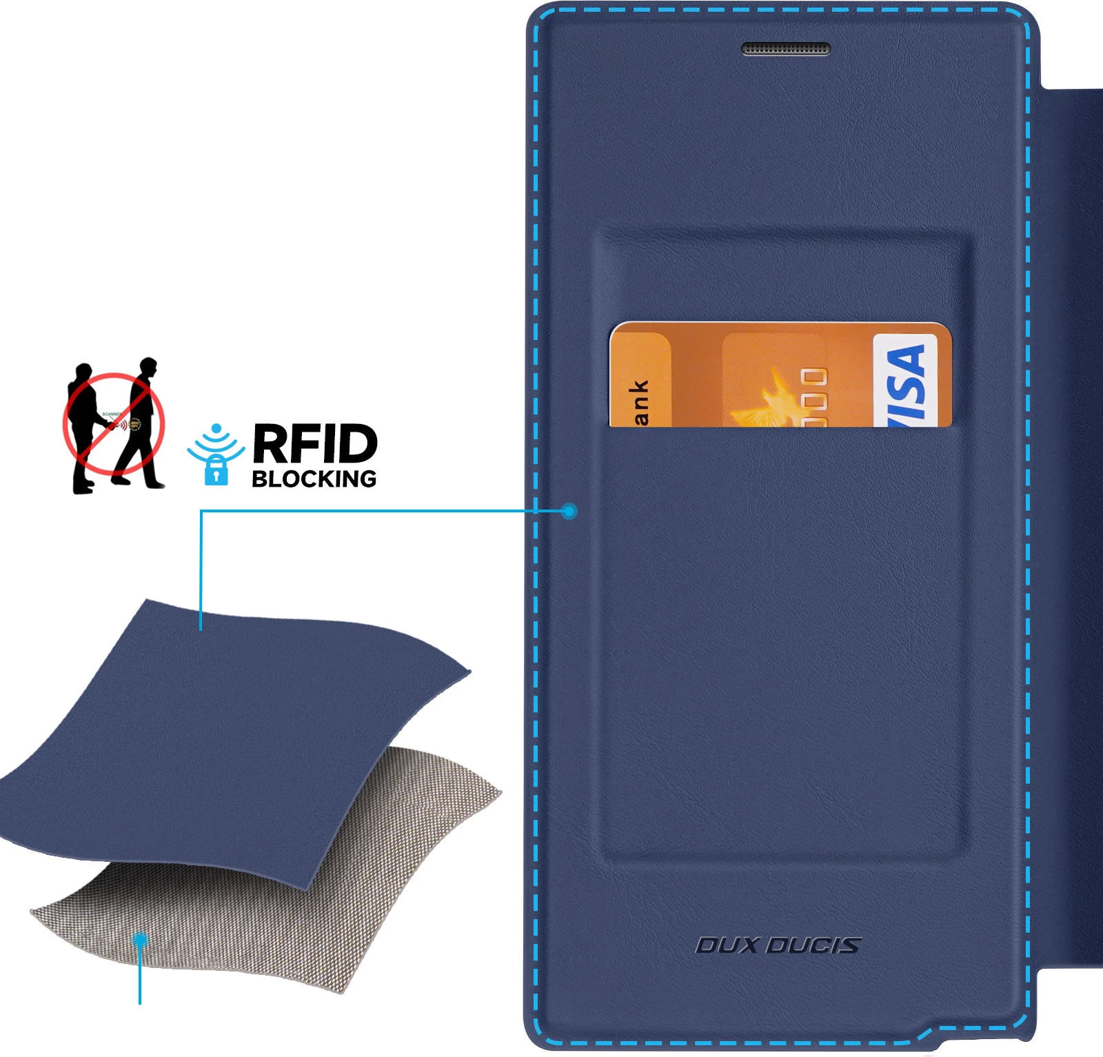 Mbështjellës Dux Ducis Skin X Pro për Samsung Galaxy S24 Ultra me unazë magnetike dhe kapak, Blu