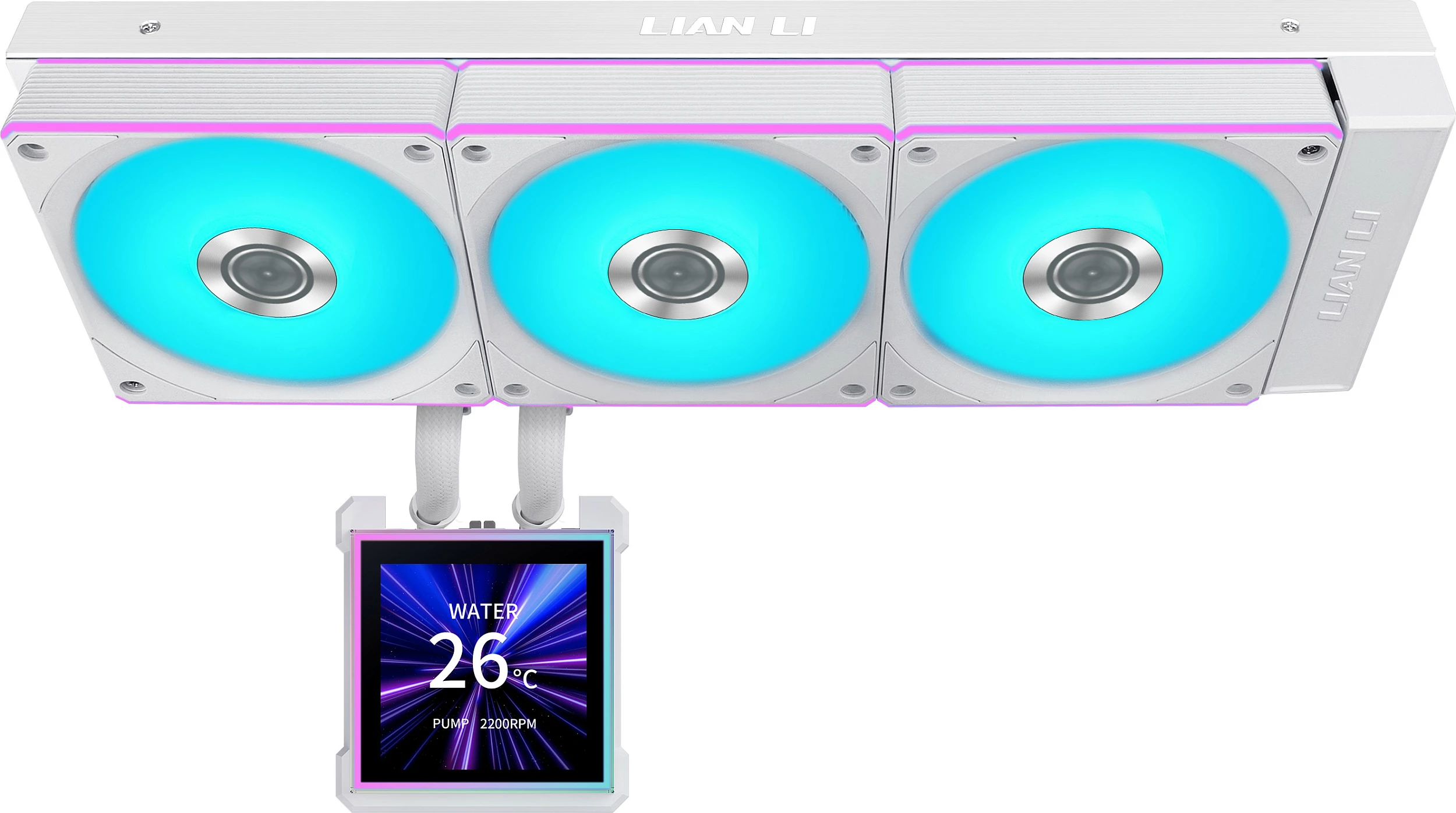 Ftohës uji AiO për CPU Lian Li HydroShift II LCD-S 360CL, 360mm, ARGB, i bardhë