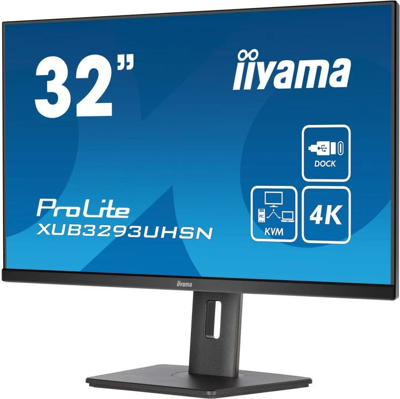 Monitor iiyama XUB3293UHSN-B5 32" 4K IPS USB-C dock me karikim, KVM, LAN e zezë