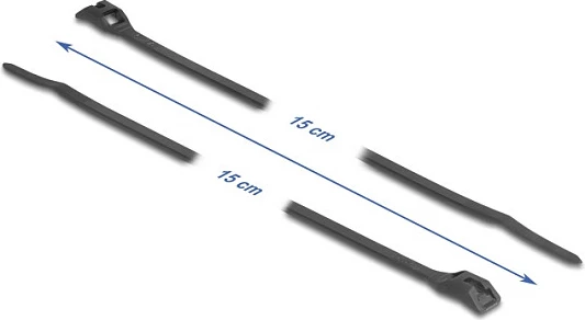 Lidhëse kabllosh DeLOCK 150 x 3.6 mm, të ripërdorshme, 100 copë, të zeza