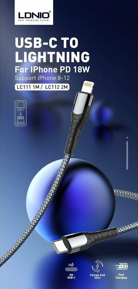 Kabllo e karikimit Ldnio USB C to Lightning for iphone PD